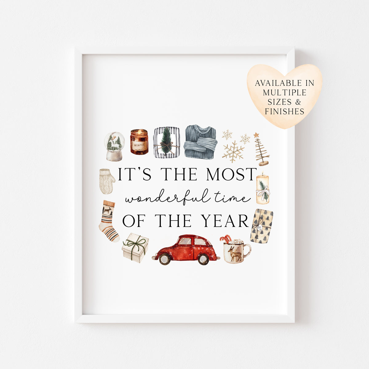 It's the most wonderful time of the year watercolour festive favourites seasonal unframed wall art poster print