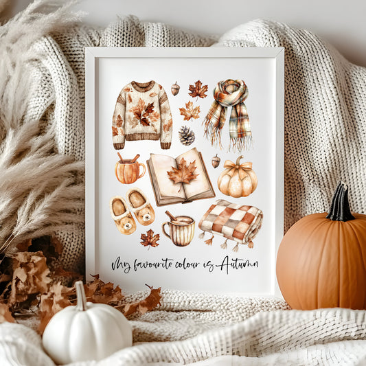 Autumn print, Autumn favourites my fave colour is Autumn unframed wall art poster print, autumn decor, autumn home decor, fall favourites