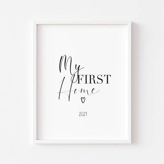 My first home, house print, new home personalised with names and or dates wall art new home gift unframed poster print