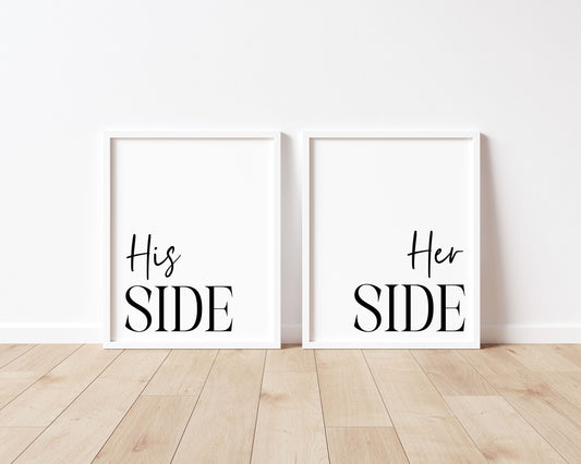 His and Hers Bedroom Prints Wall Art (Set of 2 unframed)