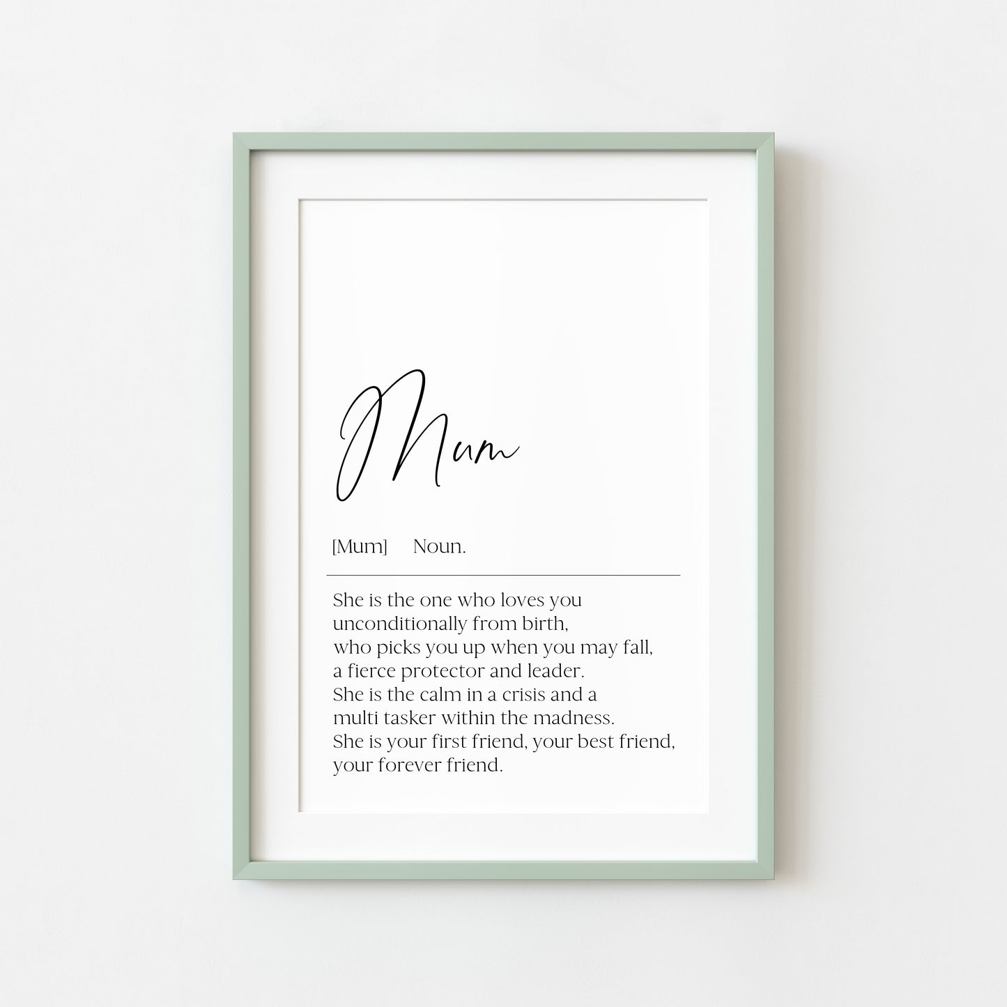 Mum definition print, mum, mothers day print definition description mothers day gift unframed wall art poster print, gifts for mums, art