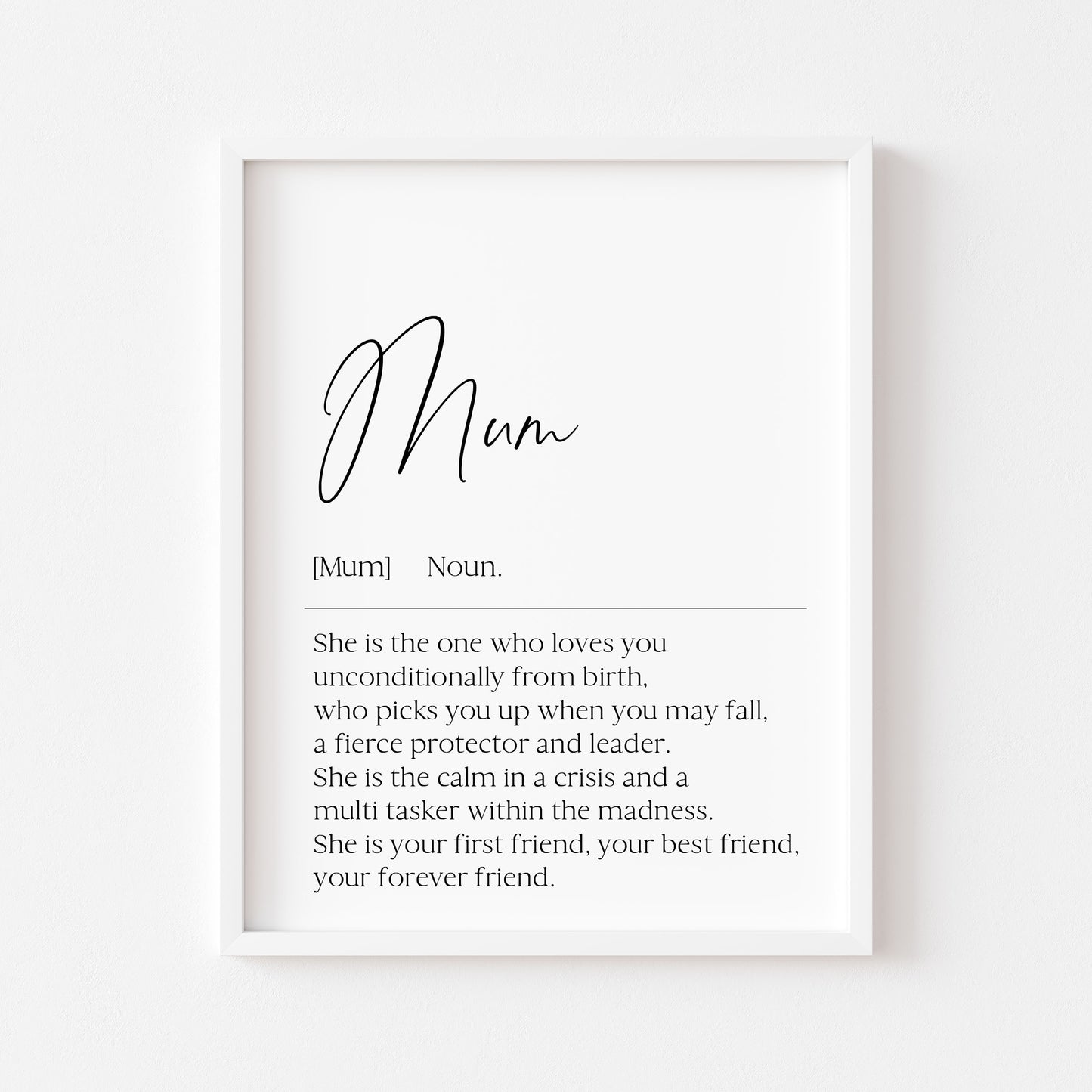 Mum definition print, mum, mothers day print definition description mothers day gift unframed wall art poster print, gifts for mums, art