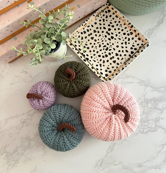 NEW Handmade crochet pumpkins, crochet stuffed pumpkins, sets of pumpkins in multiple sizes and colours