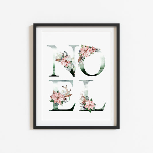 Noel Christmas watercolour letters xmas seasonal unframed wall art poster print