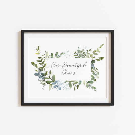 Our beautiful chaos green botanical wreath landscape home hallway unframed wall art poster print