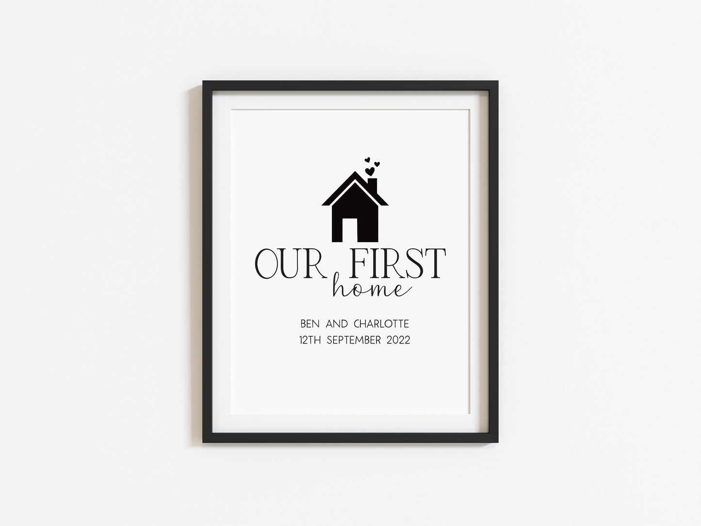 Our First / New home, house print, personalised with names and or dates couples wall art new home gift unframed poster print