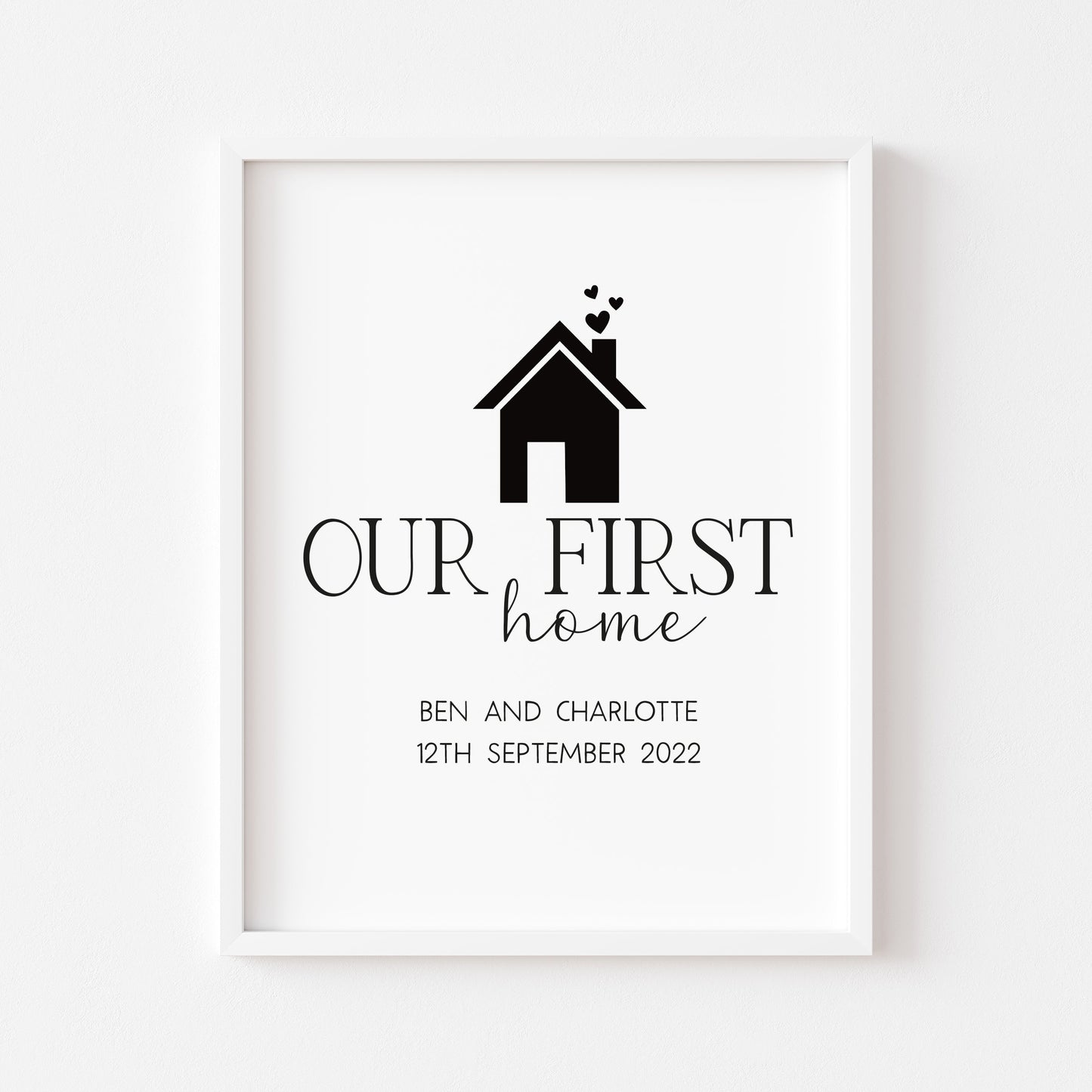 Our First / New home, house print, personalised with names and or dates couples wall art new home gift unframed poster print