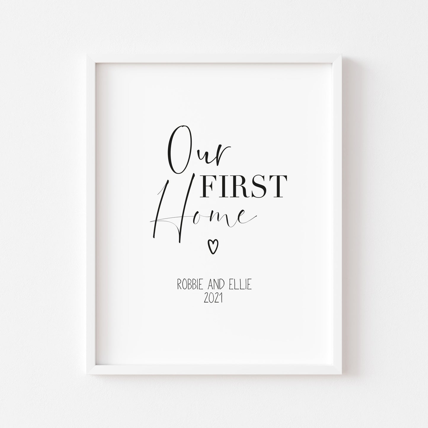 Our first home, house print, personalised with names and or dates couples wall art new home gift unframed poster print