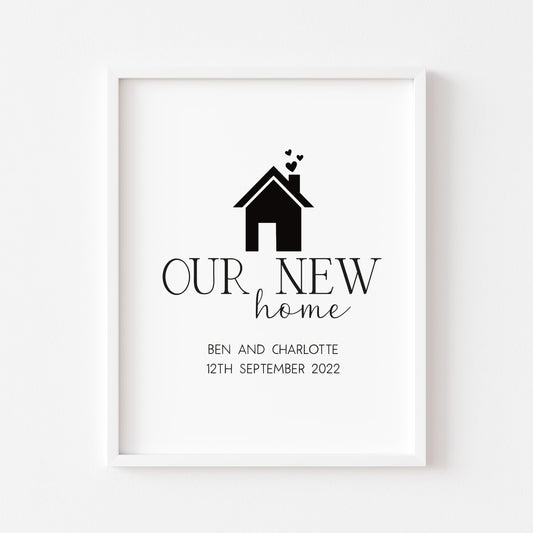 Our First / New home, house print, personalised with names and or dates couples wall art new home gift unframed poster print