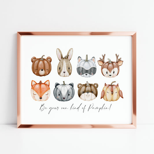 Be your own kind of pumpkin halloween cute seasonal kids landscape unframed wall art poster print