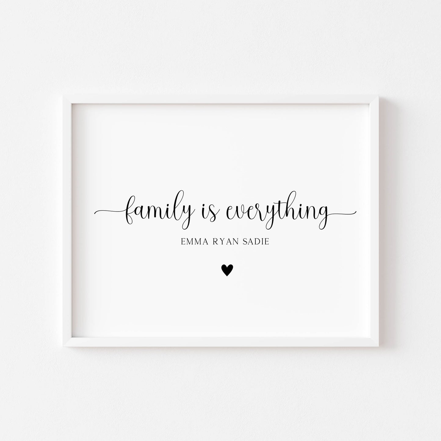 Family is everything personalised names with heart family home unframed wall art poster print