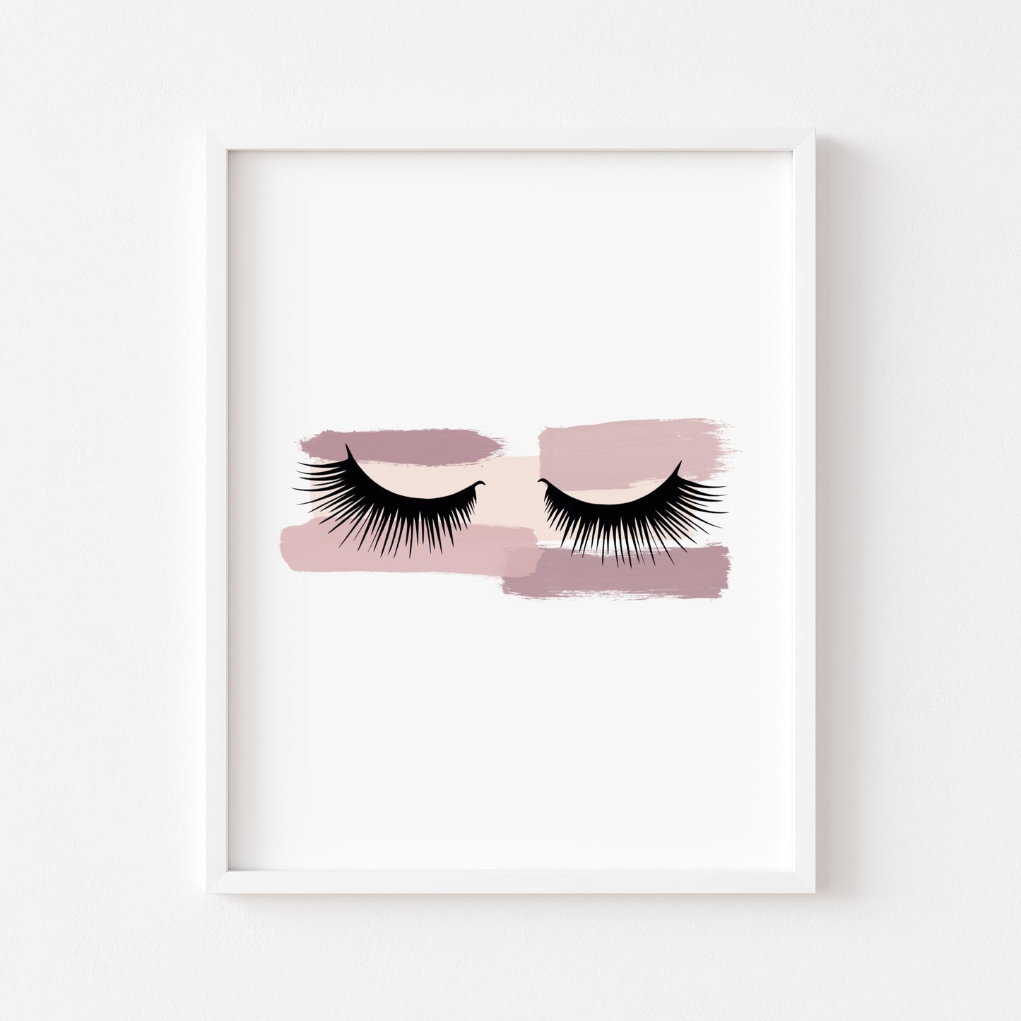 Pink smudge watercolour eyelashes portrait or landscape fashion bedroom unframed wall art poster print