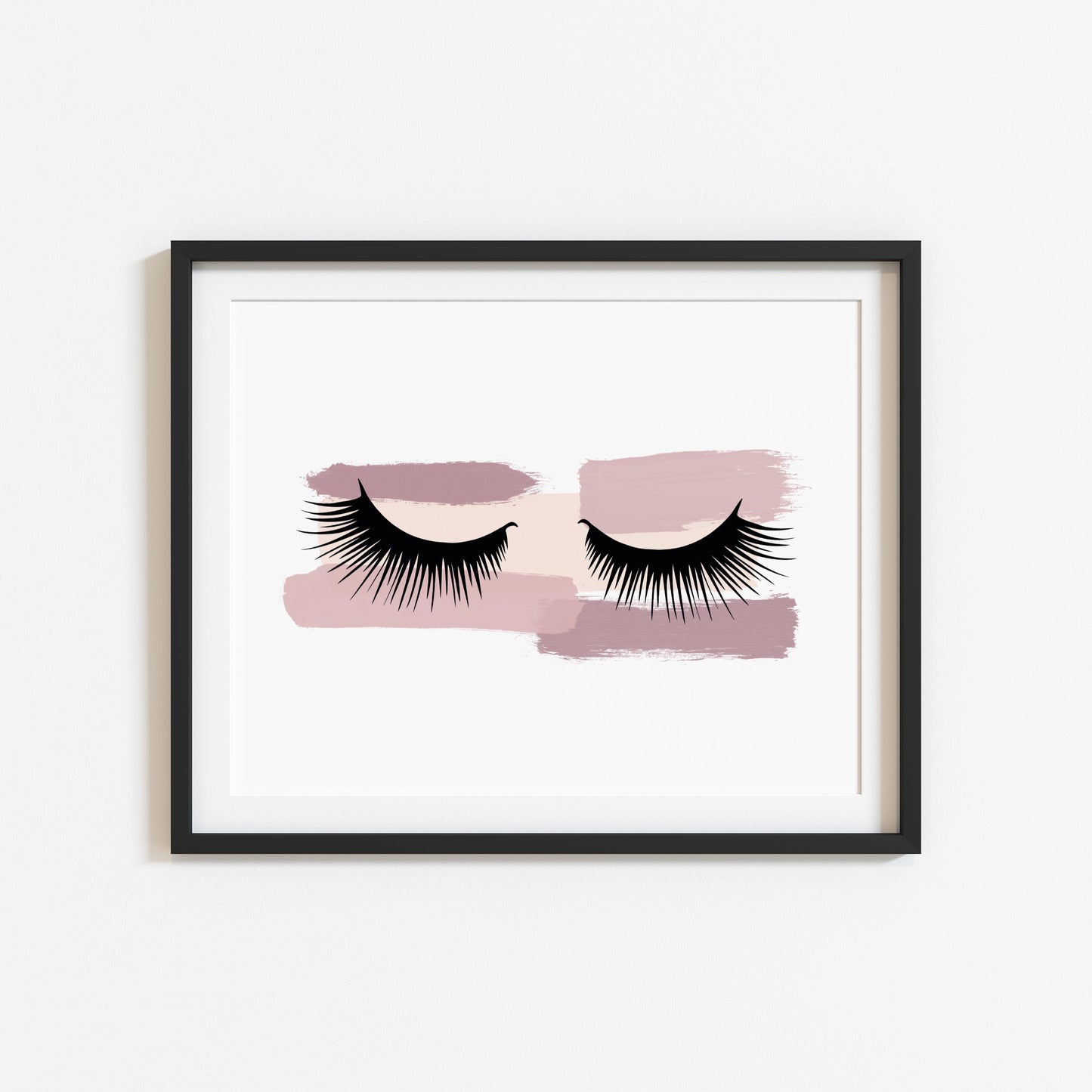 Pink smudge watercolour eyelashes portrait or landscape fashion bedroom unframed wall art poster print