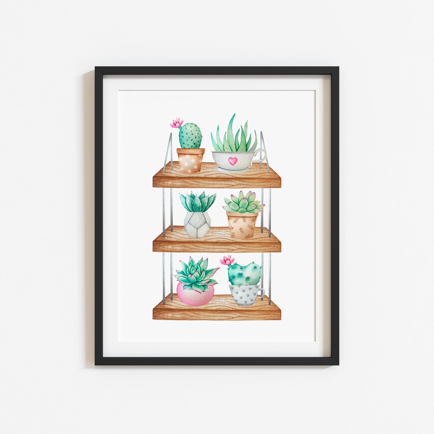 Succulent Plant shelfie print funky plants illustration unframed wall art poster print, plant decor, plant pics, plant quote home plants art