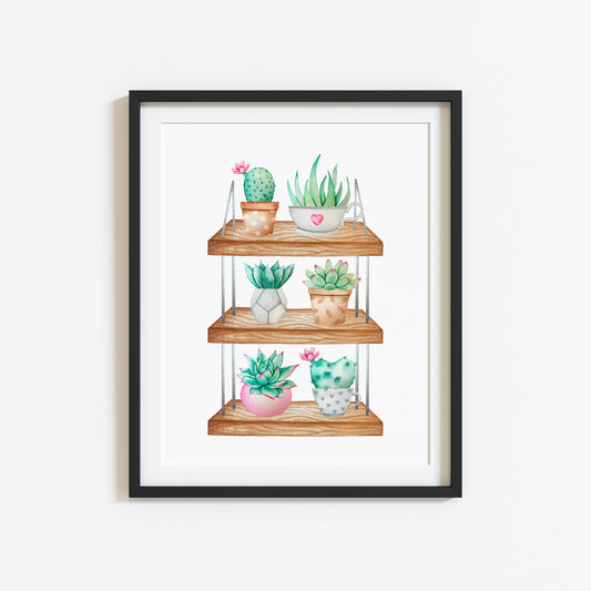 Succulent Plant shelfie print funky plants illustration unframed wall art poster print, plant decor, plant pics, plant quote home plants art