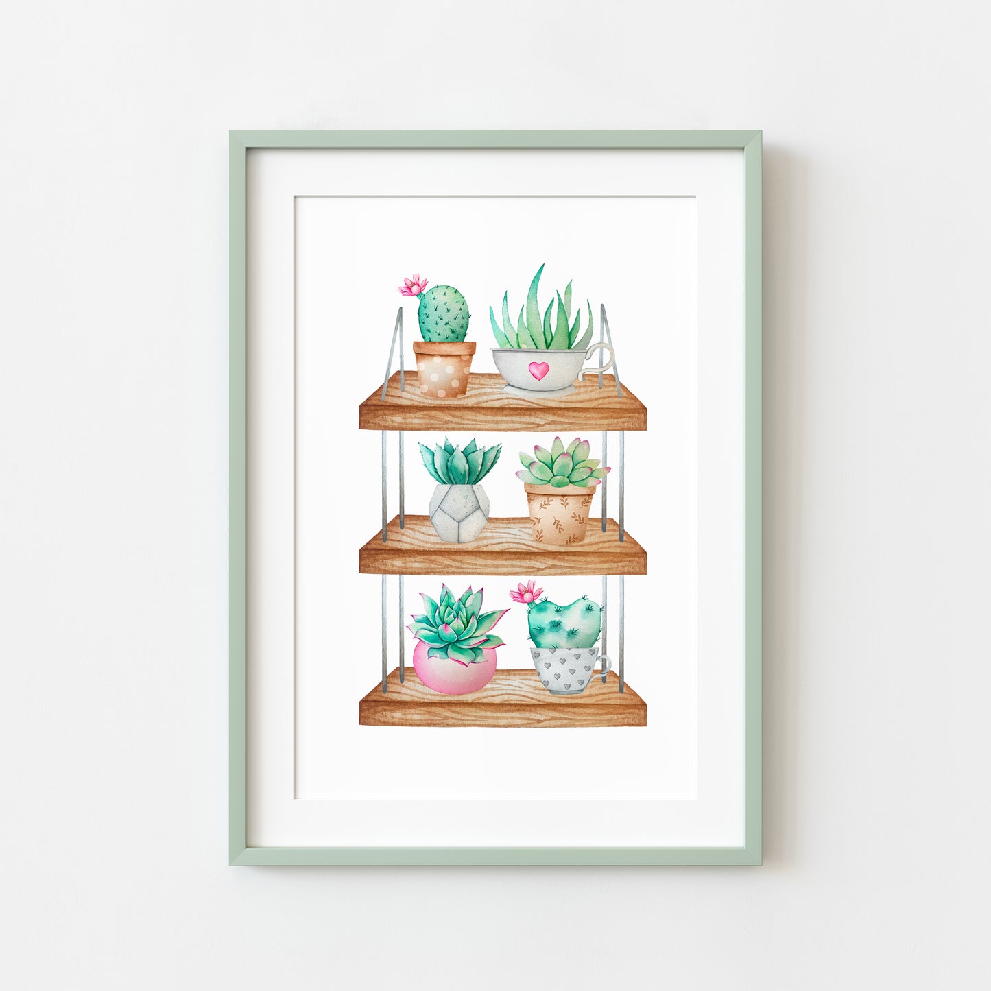 Succulent Plant shelfie print funky plants illustration unframed wall art poster print, plant decor, plant pics, plant quote home plants art