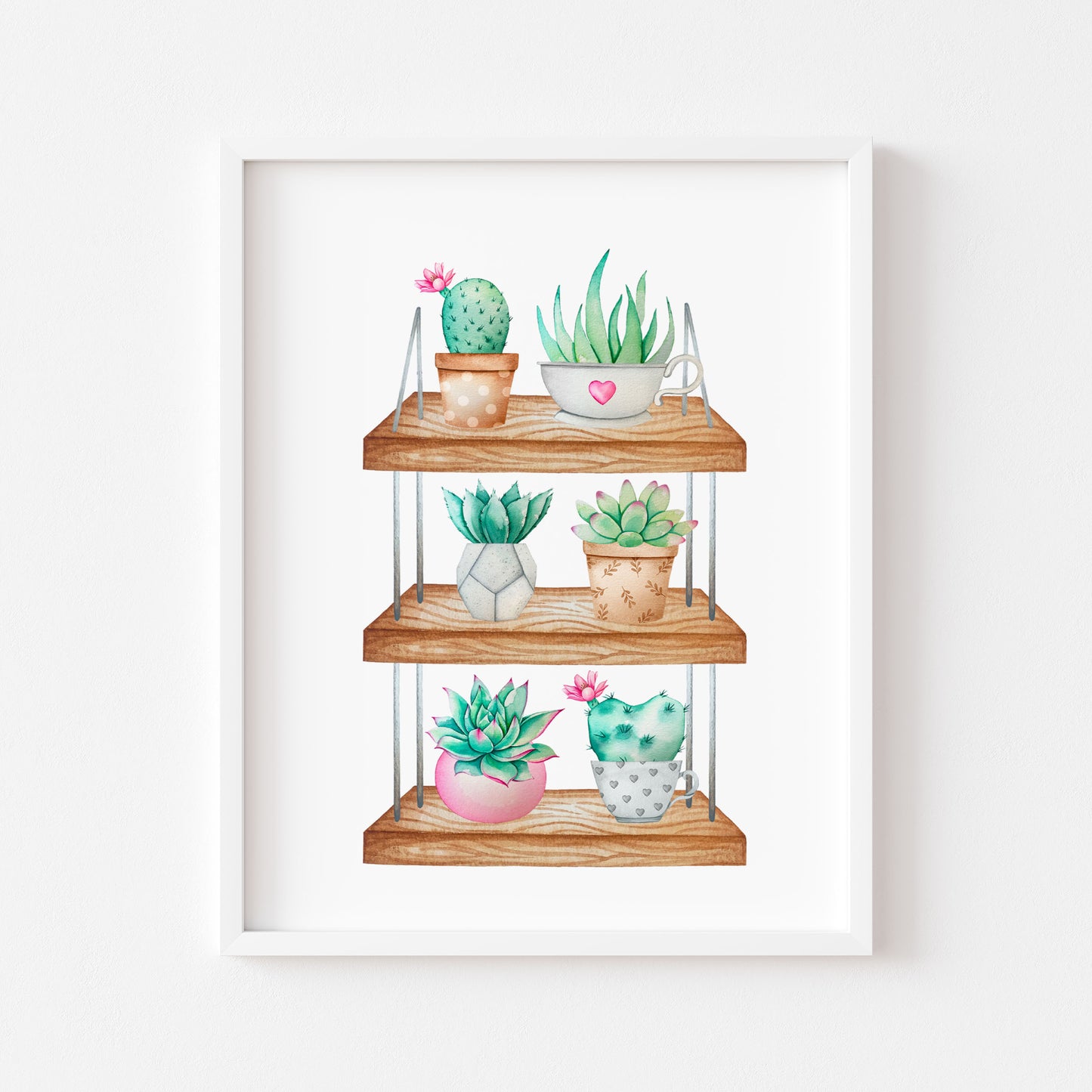 Succulent Plant shelfie print funky plants illustration unframed wall art poster print, plant decor, plant pics, plant quote home plants art
