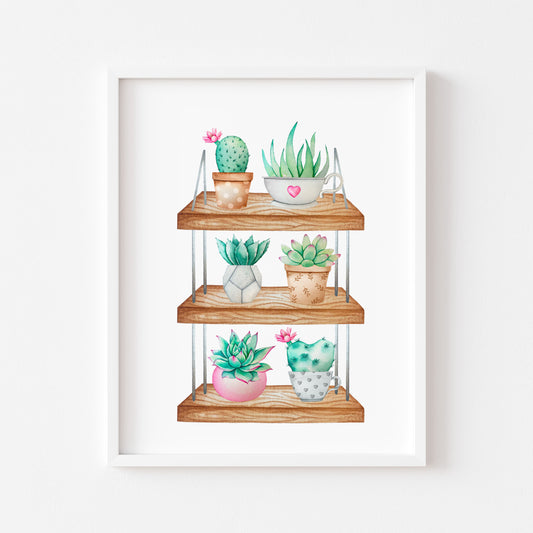 Succulent Plant shelfie print funky plants illustration unframed wall art poster print, plant decor, plant pics, plant quote home plants art