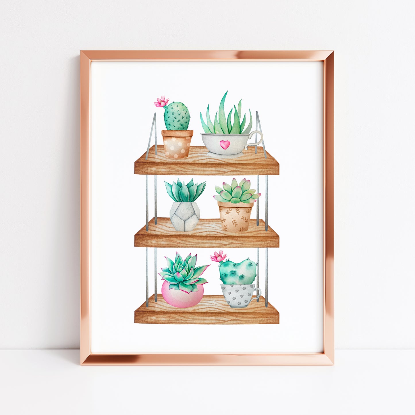 Succulent Plant shelfie print funky plants illustration unframed wall art poster print, plant decor, plant pics, plant quote home plants art