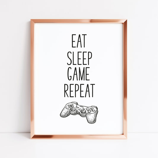 Eat sleep game PS4 illustration style unframed wall art poster print