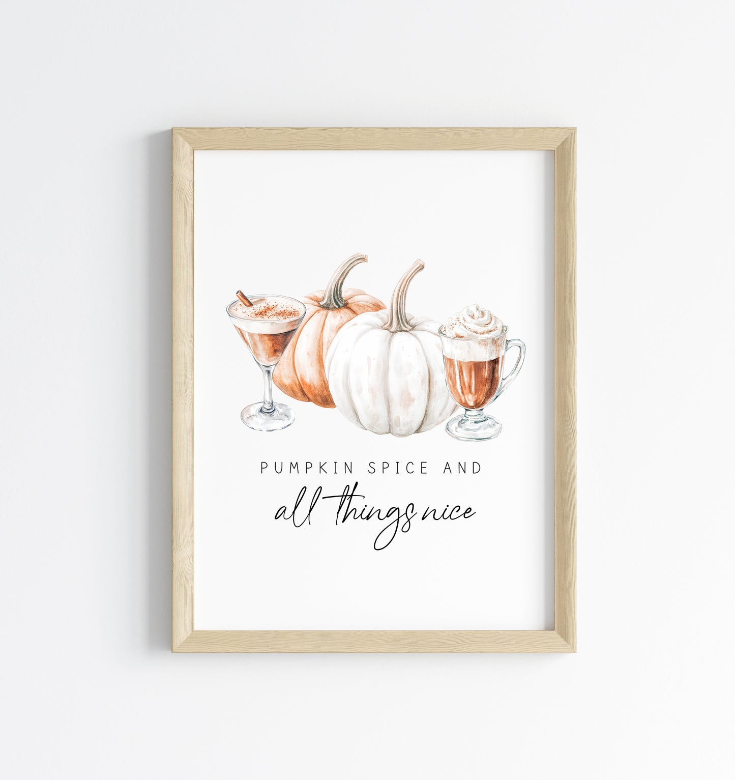 Pumpkin spice and all things nice autumn coffee fall spiced latte unframed wall art poster print, autumn home decor autumn decor, fall art