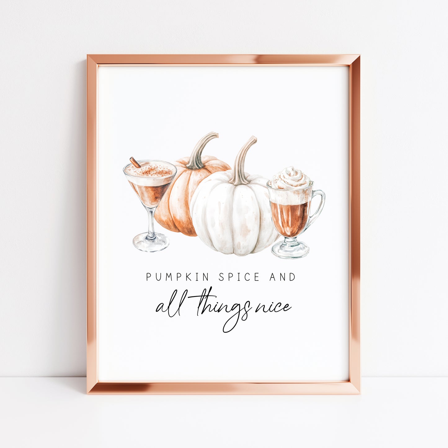Pumpkin spice and all things nice autumn coffee fall spiced latte unframed wall art poster print, autumn home decor autumn decor, fall art