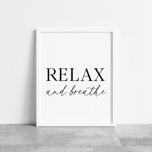 Bathroom print relax and breathe, bathroom wash room unframed wall art poster print, bathroom signs, bathroom accessories, bathroom pictures, art signs