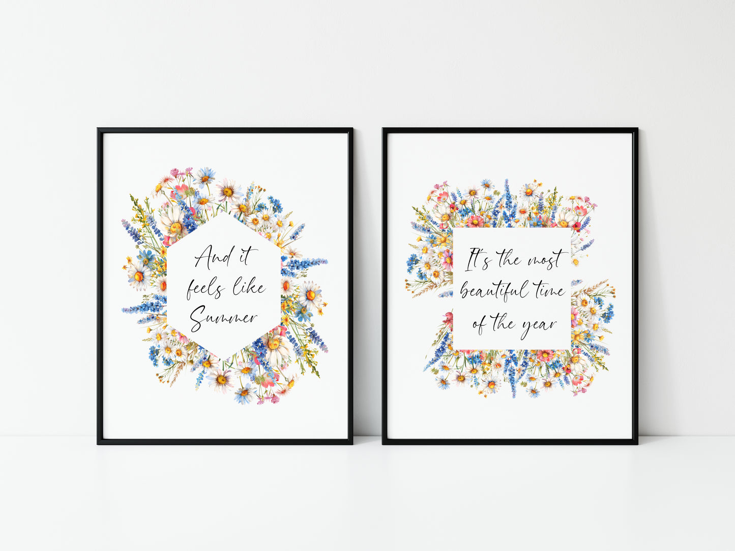 Set of 2 Summer prints, feels like summer, most beautiful time of the year wildflower seasonal unframed wall art poster prints, seasonal art