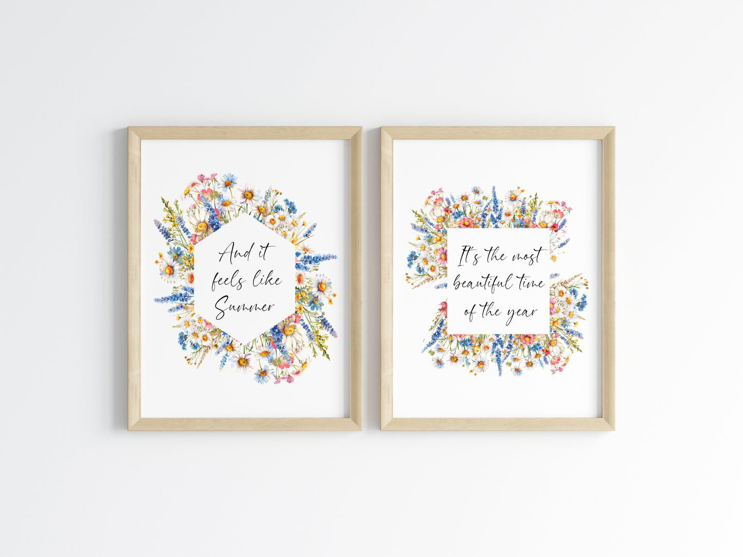 Set of 2 Summer prints, feels like summer, most beautiful time of the year wildflower seasonal unframed wall art poster prints, seasonal art