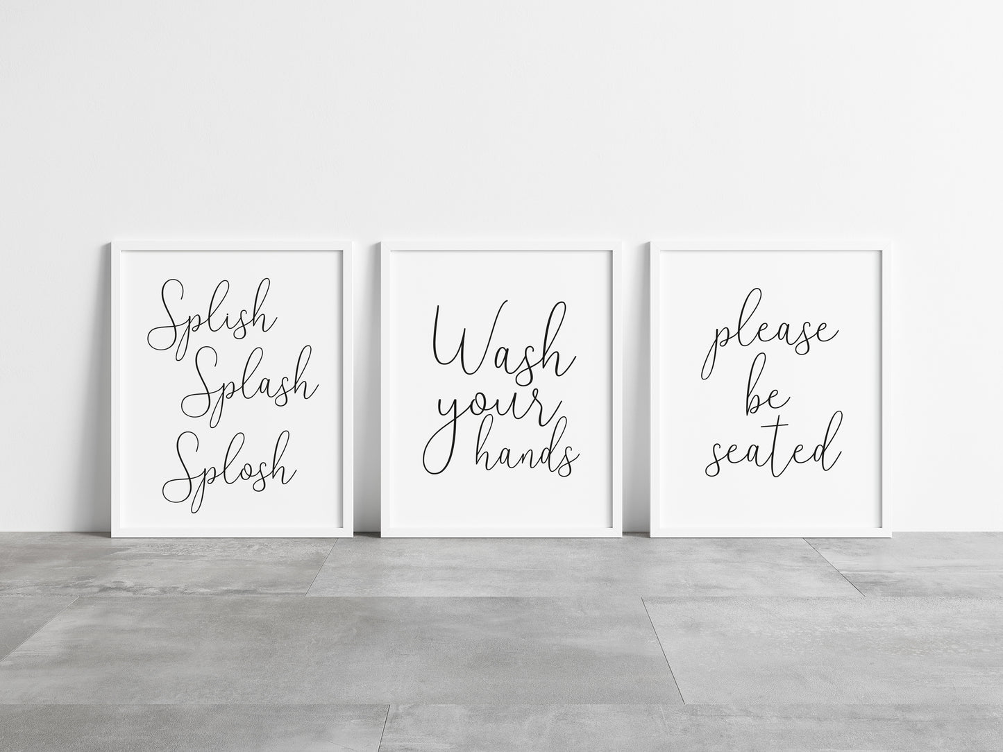 Set of 3 bathroom prints, Splish splash splosh, wash your hands, please be seated unframed wall art posterprints