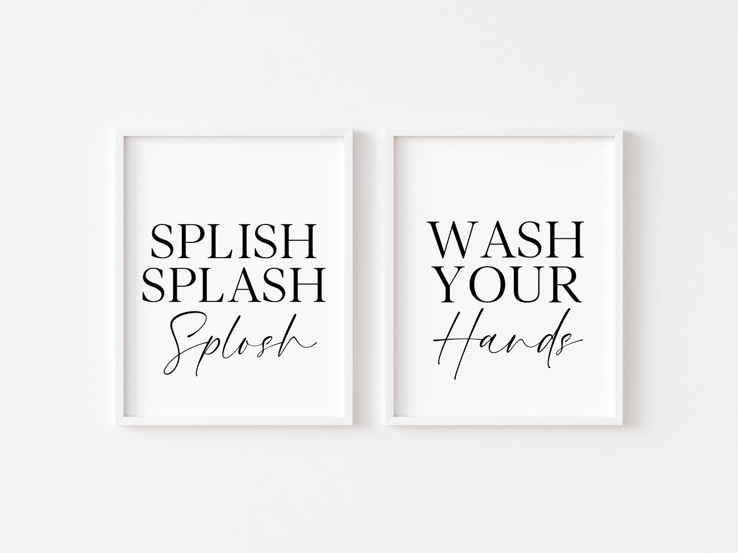 Set of 2 bathroom prints, splish splash splosh, wash your hands set of bathroom unframed wall art poster prints, set of bathroom wall art