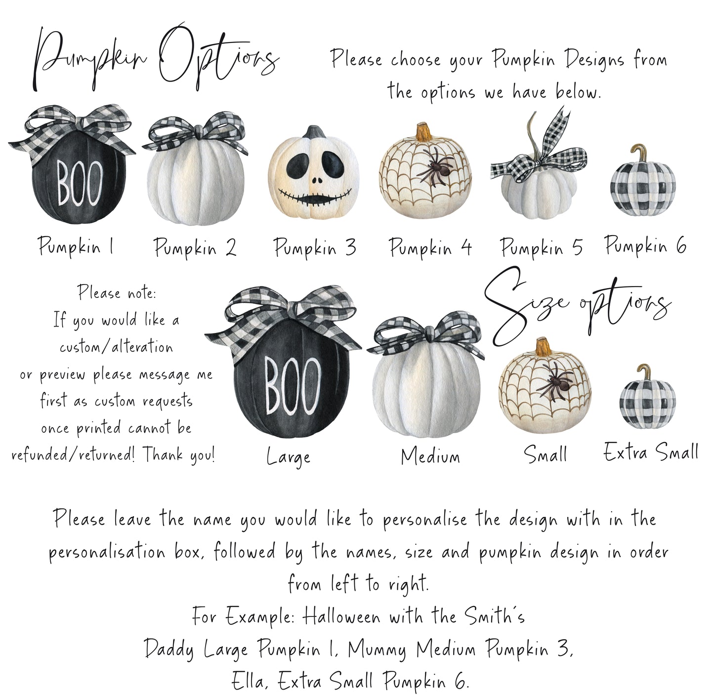 Halloween print, Family Pumpkin personalised print, choose your own, spooky halloween autumn personalised unframed wall art poster print