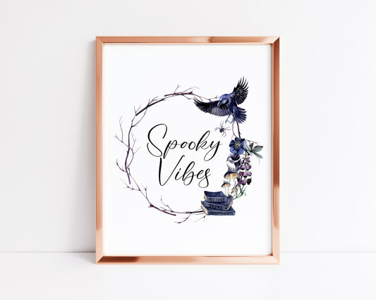 Spooky Vibes Halloween, witch seasonal watercolour unframed wall art poster print