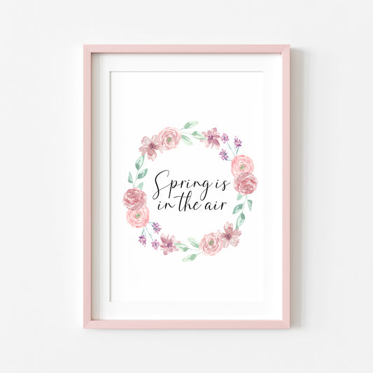 Spring is in the air pink watercolour spring seasonal home bedroom unframed wall art poster print,spring accessories, spring art