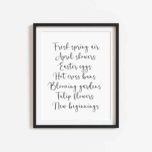 Spring Easter favourites, spring description seasonal home bedroom unframed wall art poster print,spring accessories, spring art