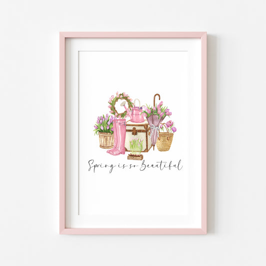Spring is so beautiful pretty pink floral spring time accessories home seasonal unframed wall art poster print