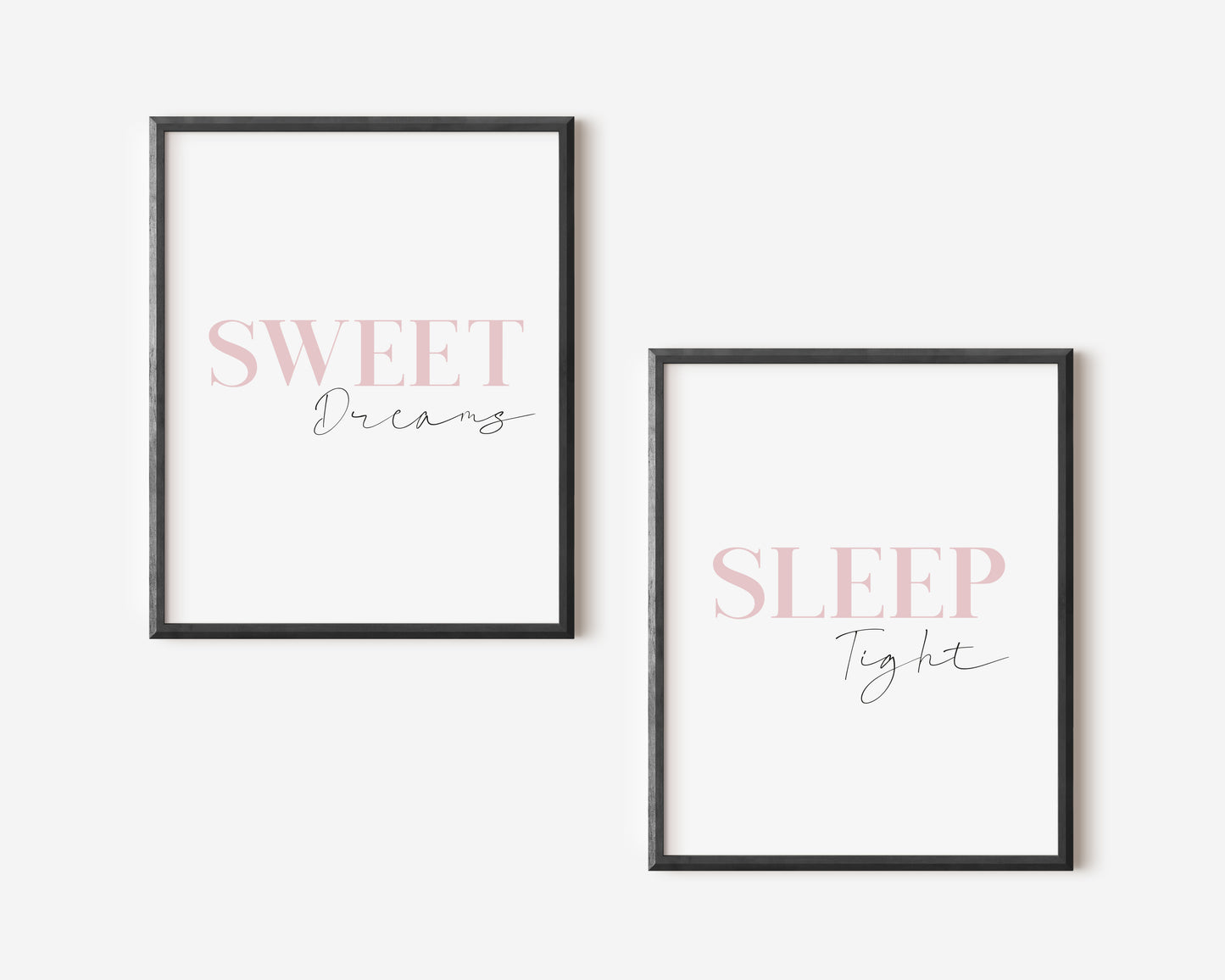 Sweet dreams sleep tight pink mauve set of 2 bedroom home unframed wall art poster prints
