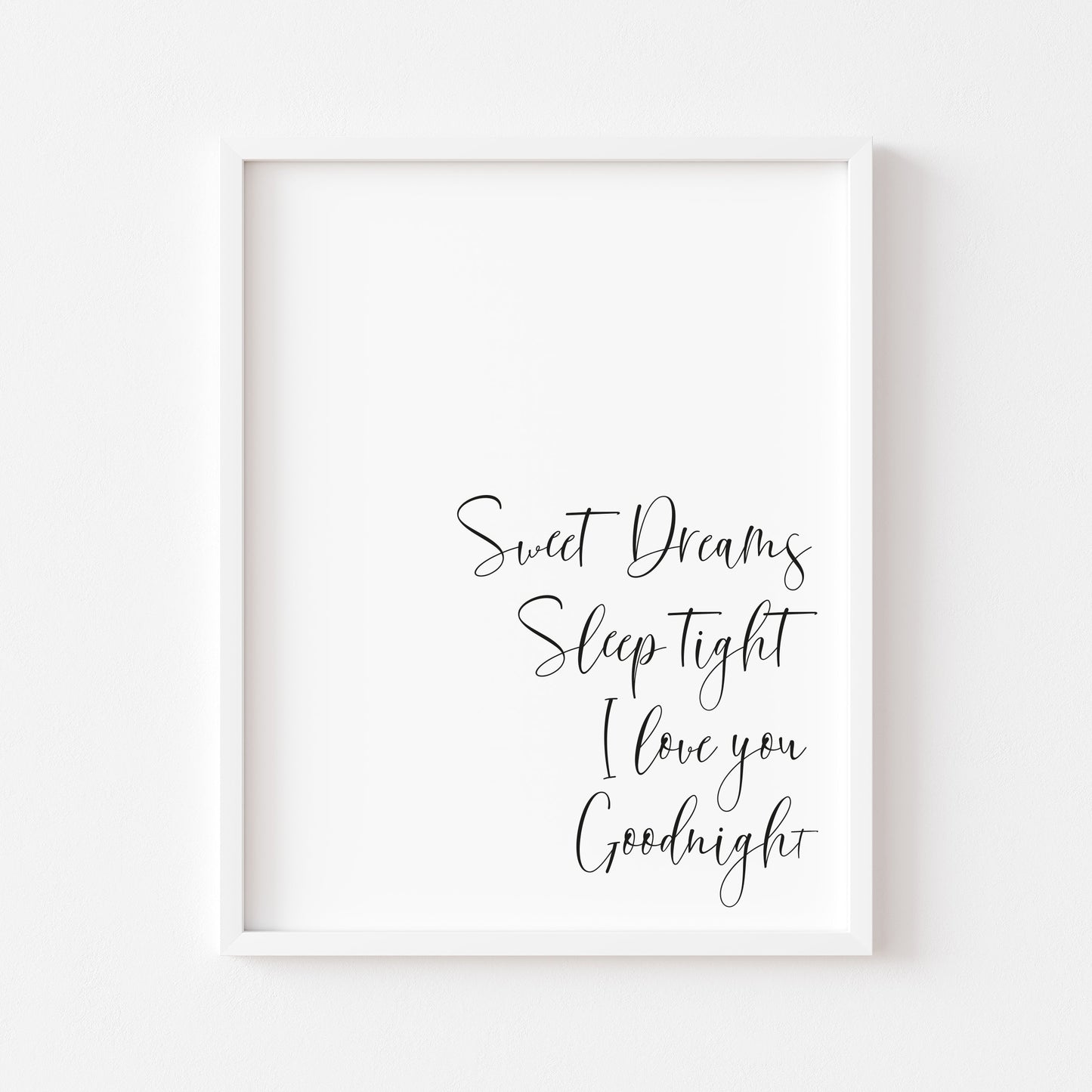 Sweet dreams, sleep tight I love you goodnight bedroom couples unframed wall art poster print