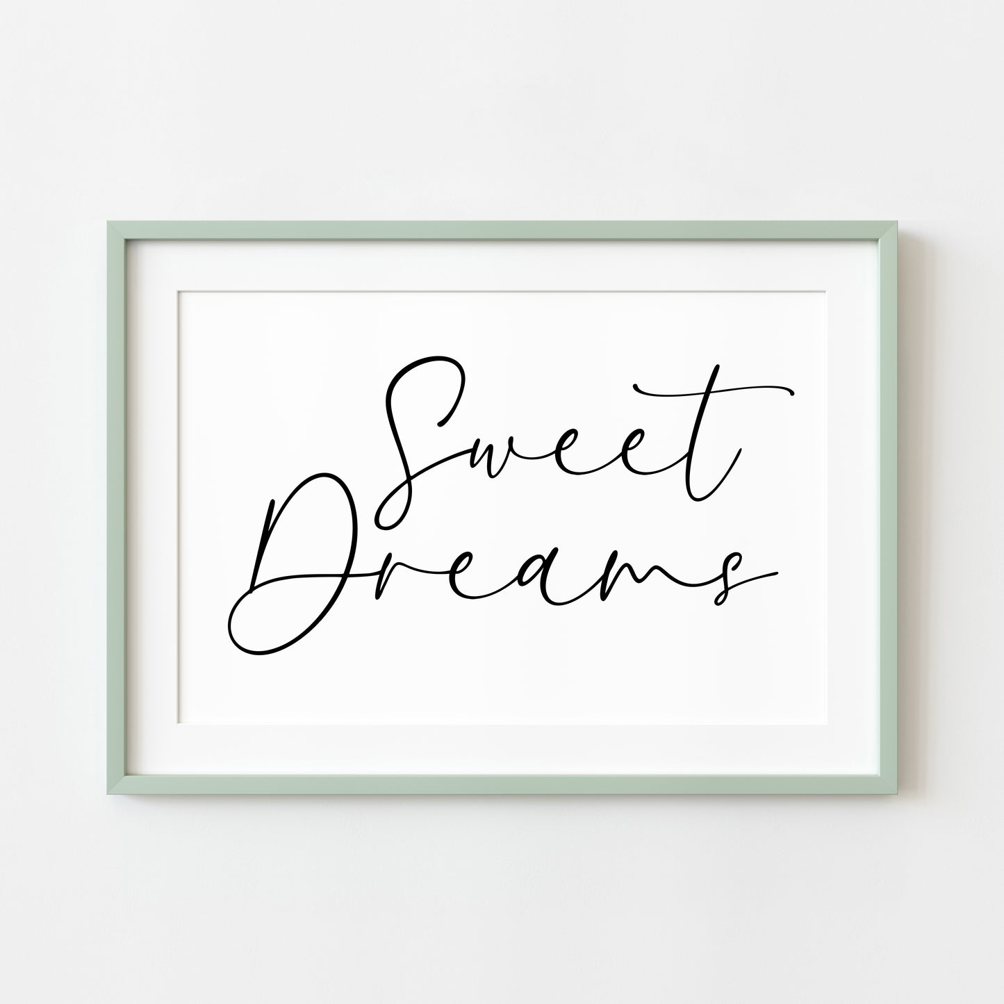 Bedroom print, Sweet dreams landscape bedroom simple typography unframed wall art poster print