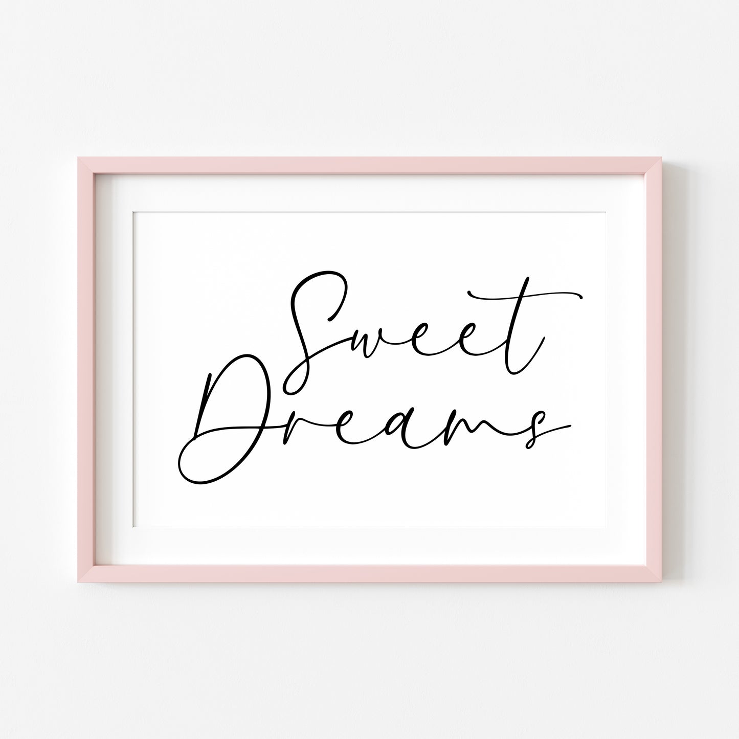 Bedroom print, Sweet dreams landscape bedroom simple typography unframed wall art poster print