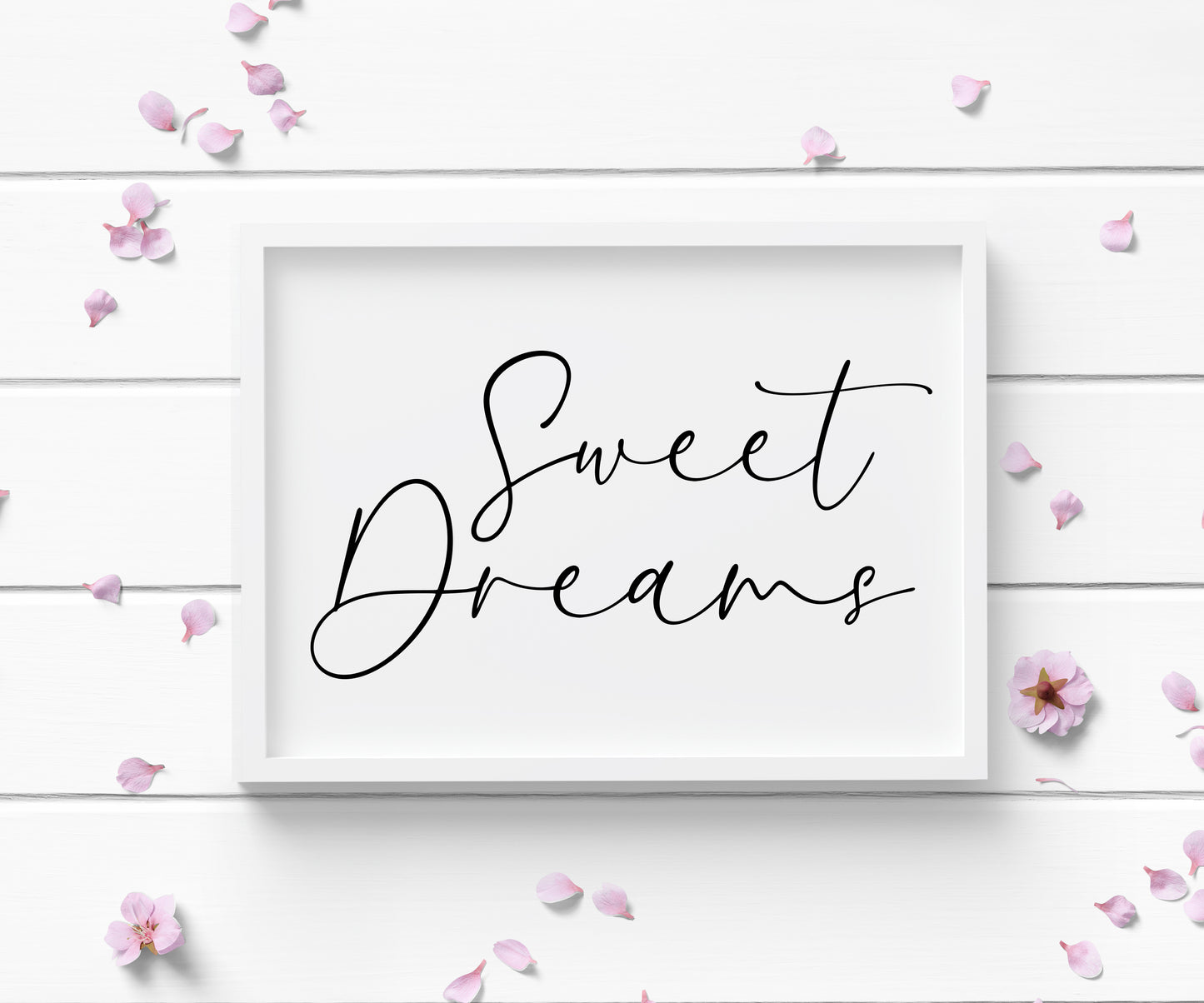 Bedroom print, Sweet dreams landscape bedroom simple typography unframed wall art poster print