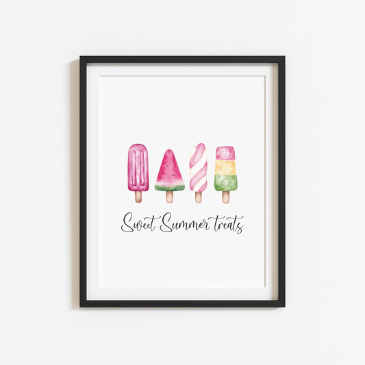 Ice lollies, sweet summer treats fun illustration unframed wall art poster print