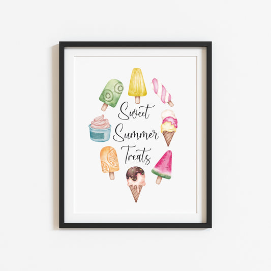 Ice lollies, sweet summer treats fun wreath seasonal unframed wall art poster print