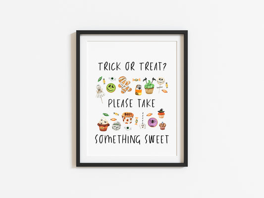 Trick or treat please take something sweet halloween spooky seasonal watercolour unframed wall art poster print