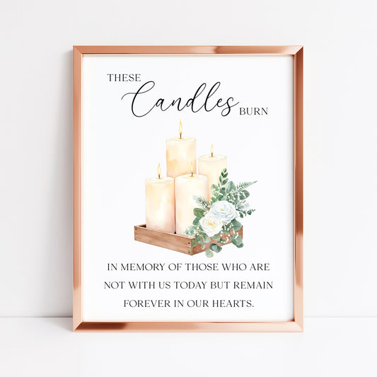 Wedding memorial candles print, In loving memory unframed wall art poster