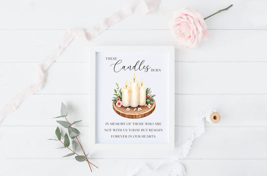 Wedding memorial candles print, In loving memory unframed wall art poster