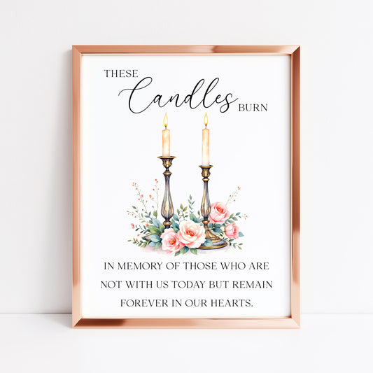 Wedding memorial candles print, In loving memory unframed wall art poster