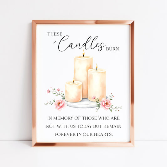 Wedding memorial candles print, In loving memory unframed wall art poster