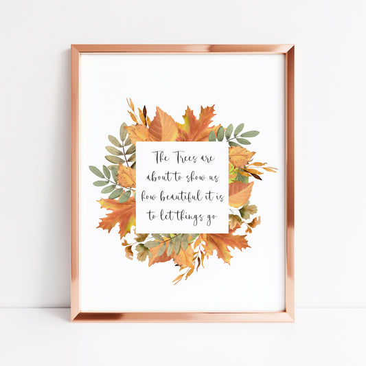 Autumn print, Autumn favourites watercolour autumn favourites unframed wall art poster pThe trees are about to show us how beautiful it is to let things go square wreath watercolour unframed wall art poster printrint (Copy)