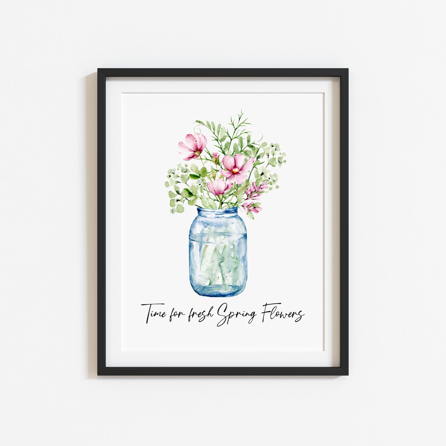 Time for fresh Spring Flowers watercolour floral bouquet seasonal home unframed wall art poster print
